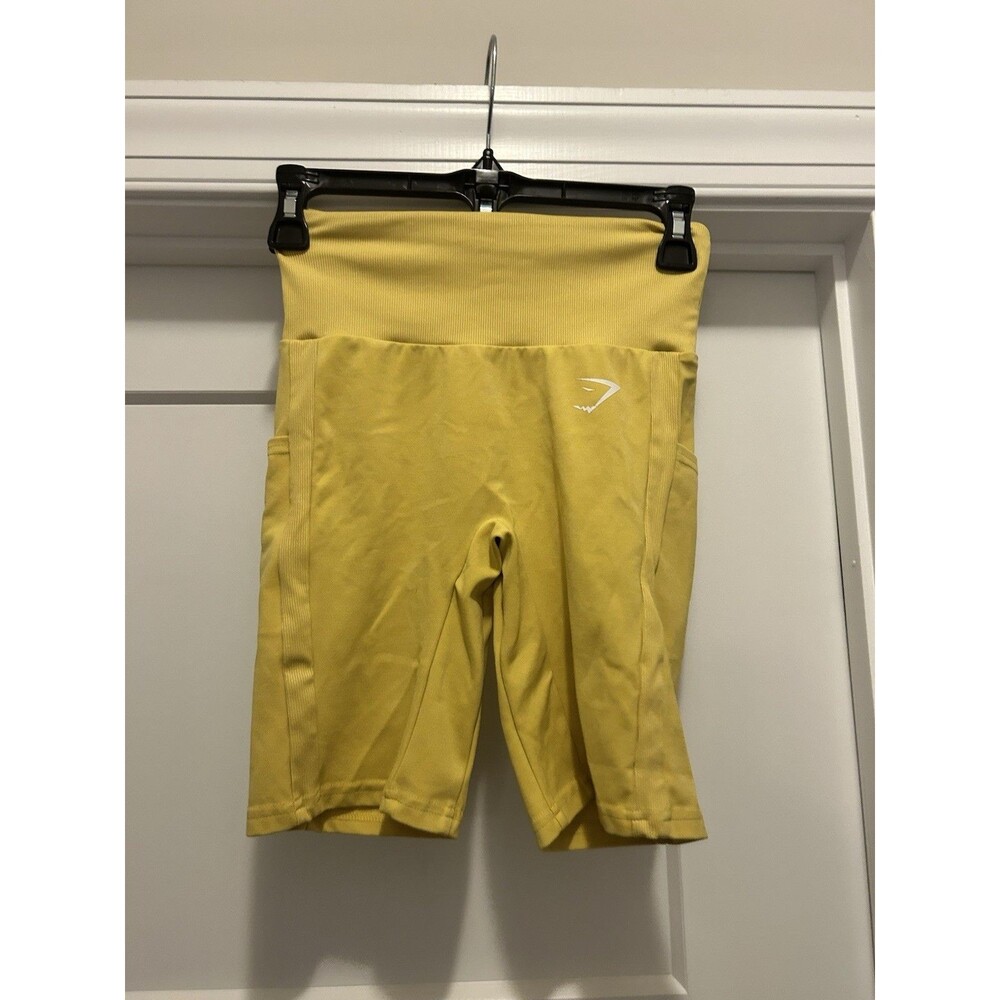 Gymshark Flex Biker Shorts High Waisted Yellow Women’s Size Small Gym Athletic